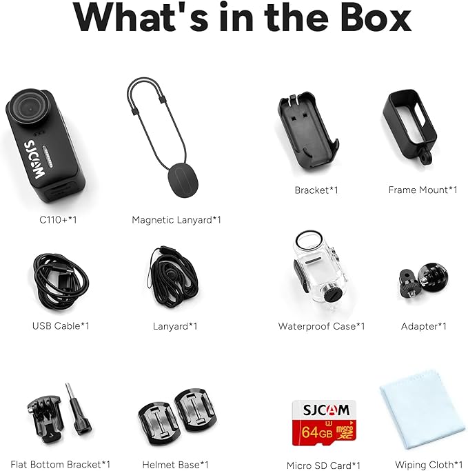 SJCAM C110+ Mini Body Camera mounted on a helmet, perfect for hands-free recording during motorcycle rides or vlogging.