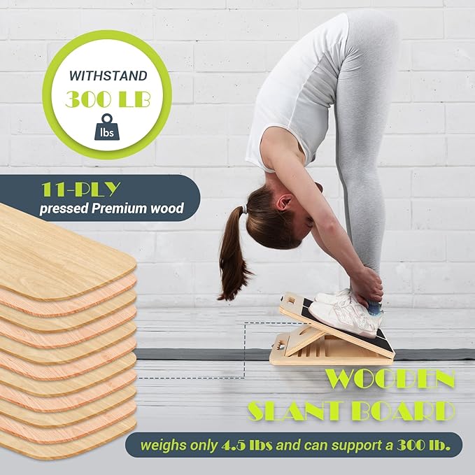 Wooden slant board with training poster included
