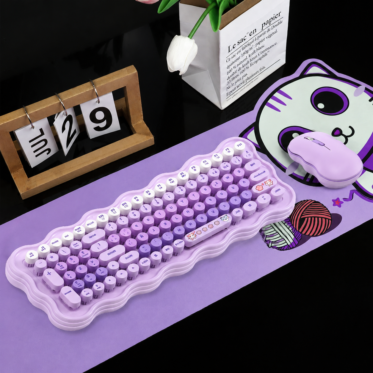 Side view showing the slim profile of the wireless keyboard