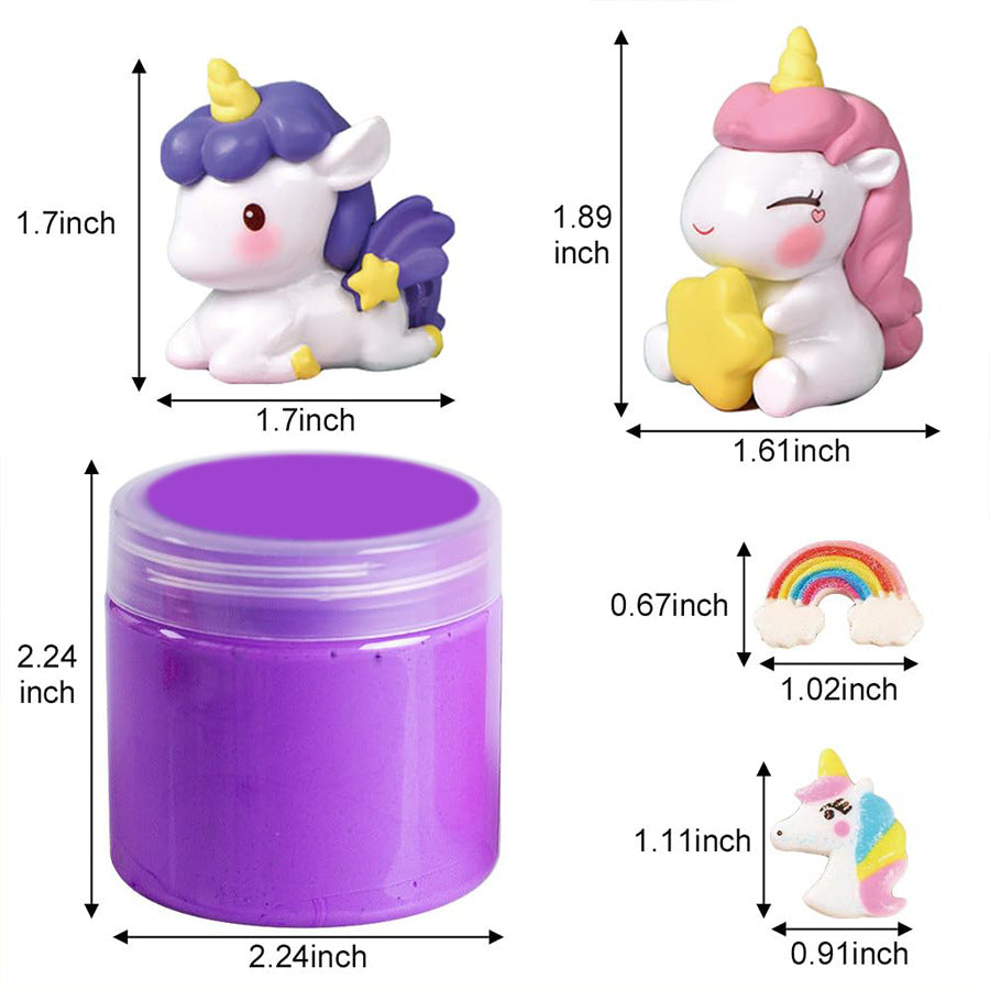 Unicorn slime making kit featuring its decorative theme and craft components.