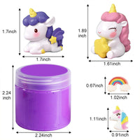 Unicorn slime making kit featuring its decorative theme and craft components.