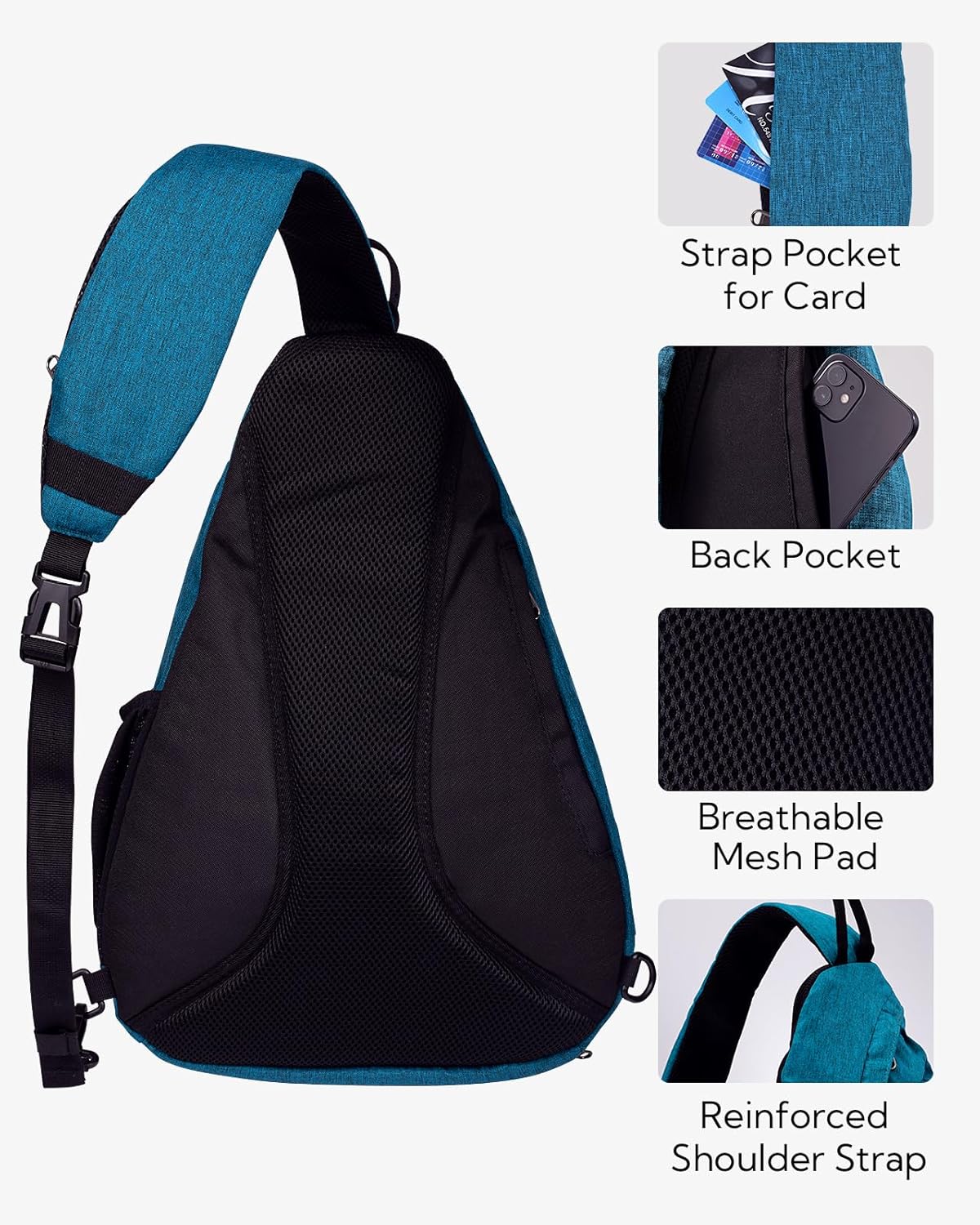 Large sling bag compartment fits 13 inch tablet and travel accessories
