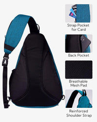Large sling bag compartment fits 13 inch tablet and travel accessories