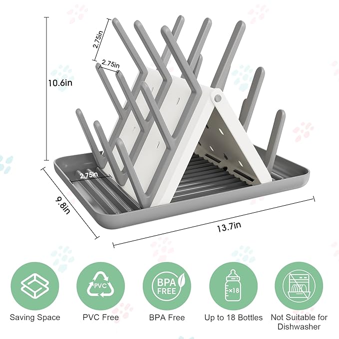 Slope hook bottle drying rack for feeding bottles