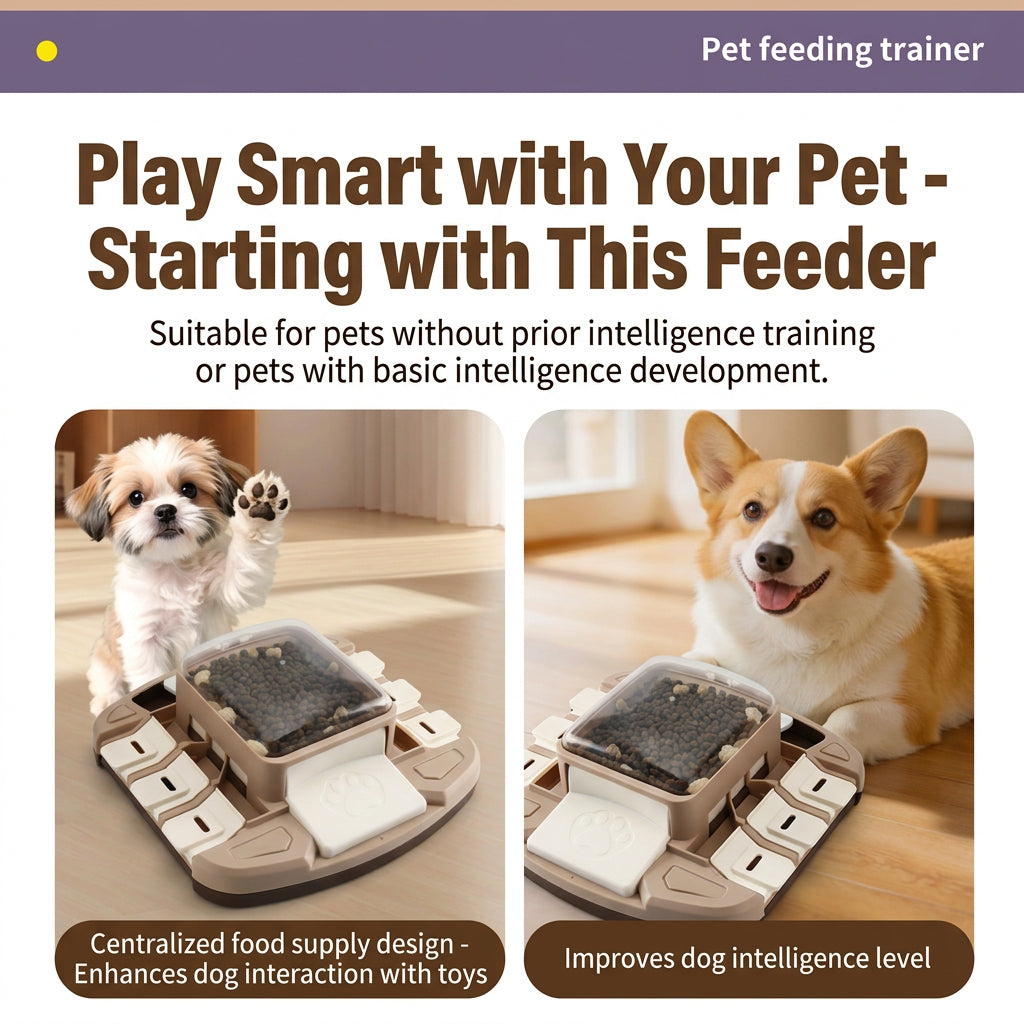 Slow feeder bowl for cats and dogs with multiple food compartments