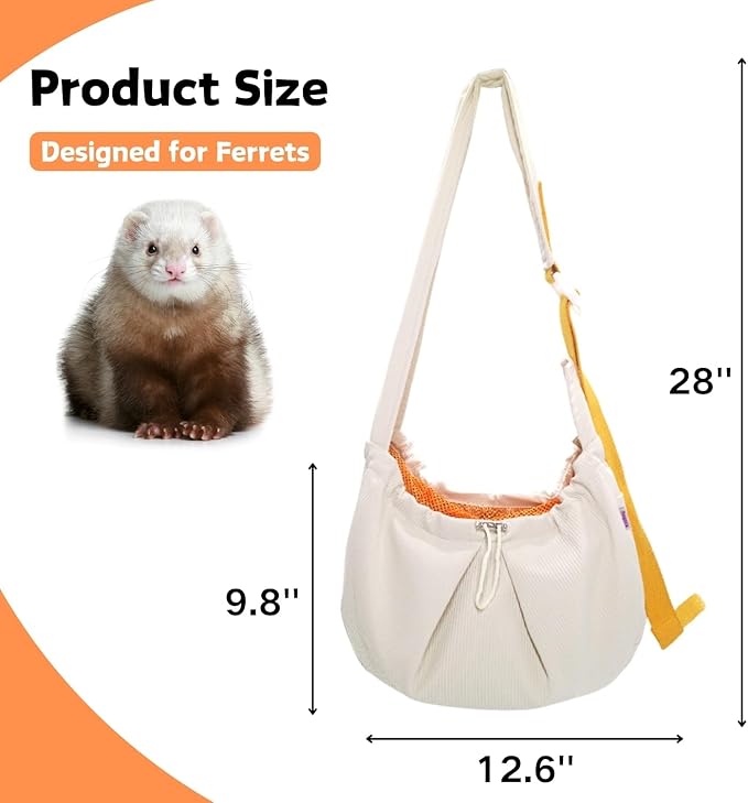 Small Animal Bonding Pouch for Ferrets, Rabbits, and Kittens with Adjustable Strap