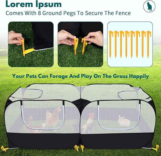 Small Animal Enclosure for Indoor and Outdoor Use, Foldable with Transparent Mes