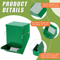 Side view of a compact metal feeder for dry feed