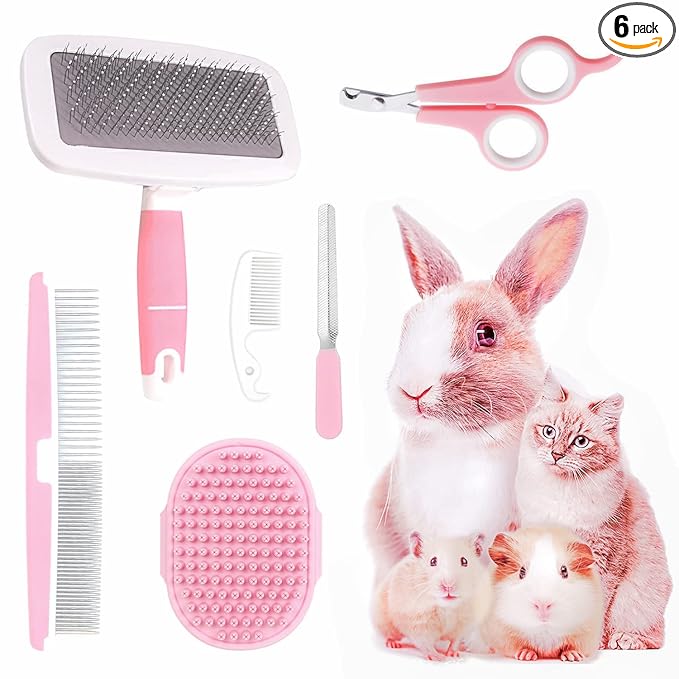 small animal grooming kit pink for dogs, cats, and rabbits