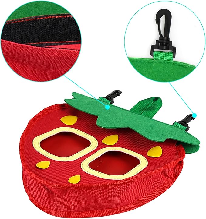 Small Animal Hay Feeder Bag with Strawberry Design for Guinea Pigs, Rabbits, and Bunnie