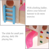 Small Animal Pink Hideout Wooden Hut for Hamsters