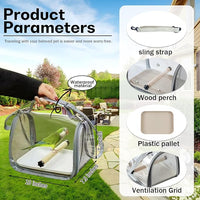 travel backpack for small birds, parrots, and cockatiels with clear window