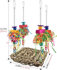 Small Bird Climbing Hammock with Grass Mat and Colorful Accessories