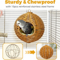 Small Bird Habitat Accessory With Woven Nest Design