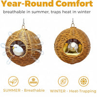 Small Bird Habitat Accessory With Woven Nest Design