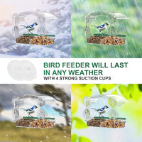 Small Bird Window Feeder with Acrylic Tray for Outdoor Viewing Use