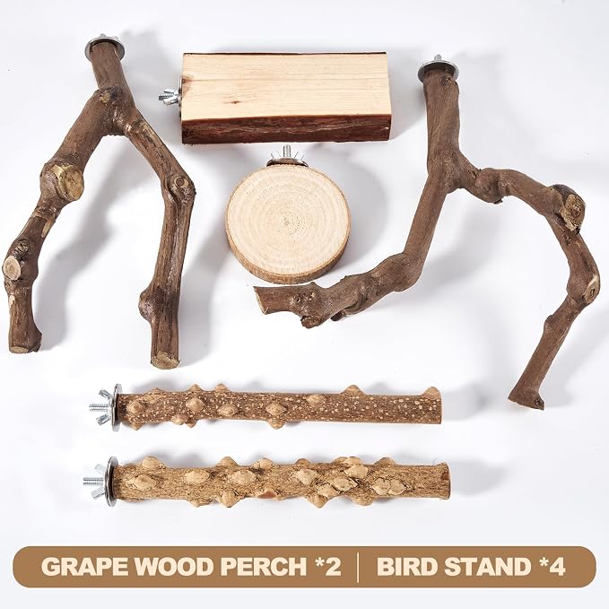 Small Bird Wooden Perch Set for Cage Setup and Daily Use