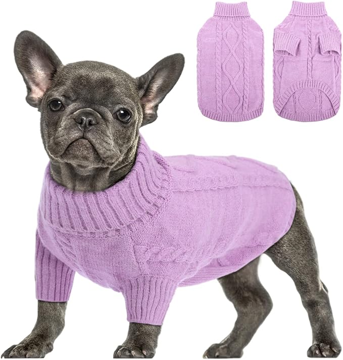 small dog cable knit pullover sweater for cold weather
