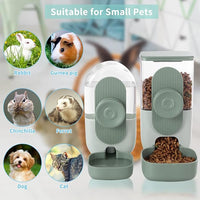 Hanging feeder with food and water compartments for bunnies and cats