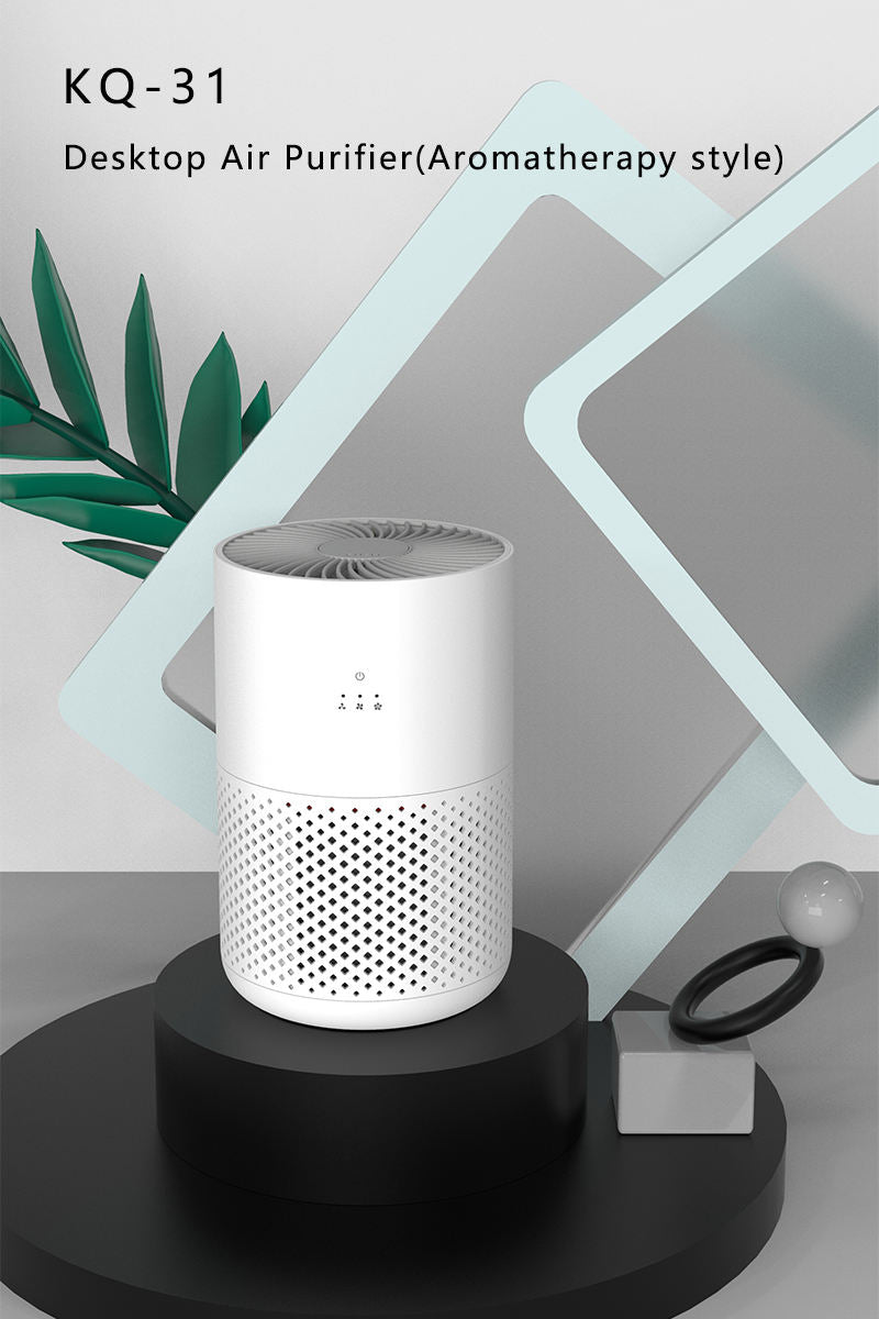 Small room air purifier with built in filter support