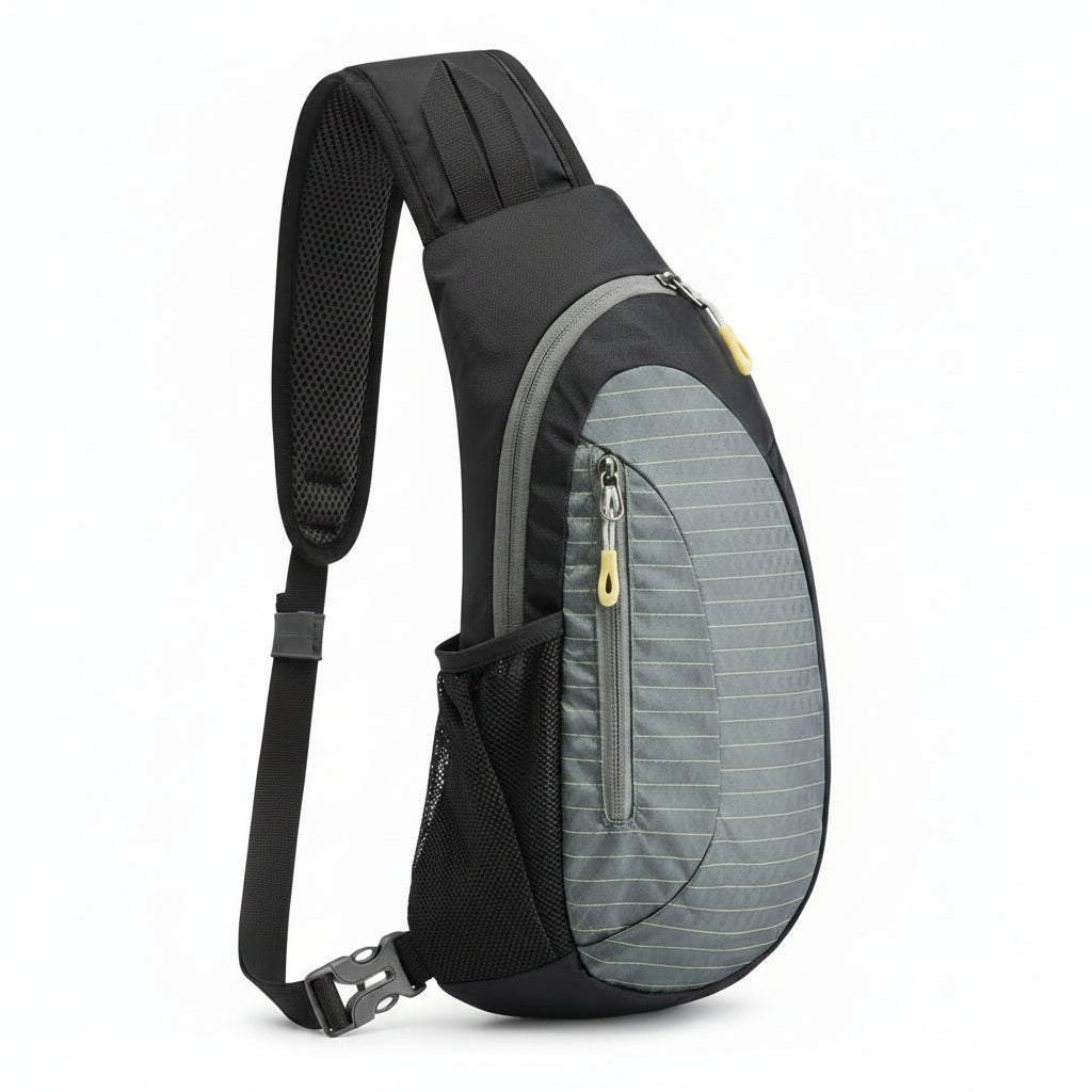 Small nylon sling bag for men and women in black grey color