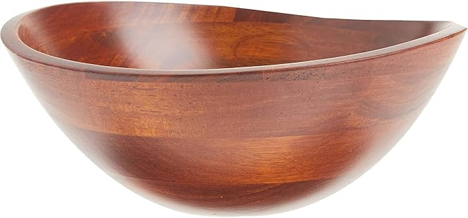 Small beechwood serving bowl with decorative wavy rim