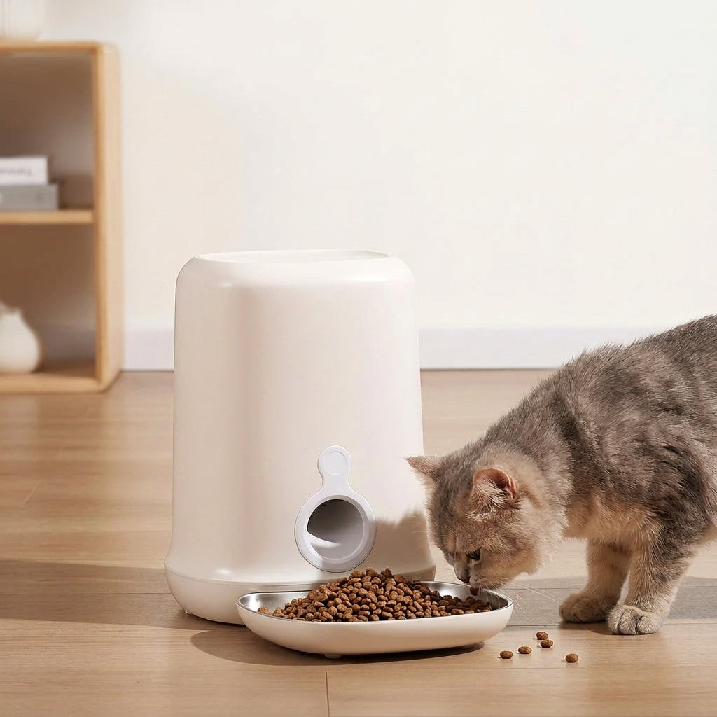 Smart automatic pet feeder with a large-capacity food container