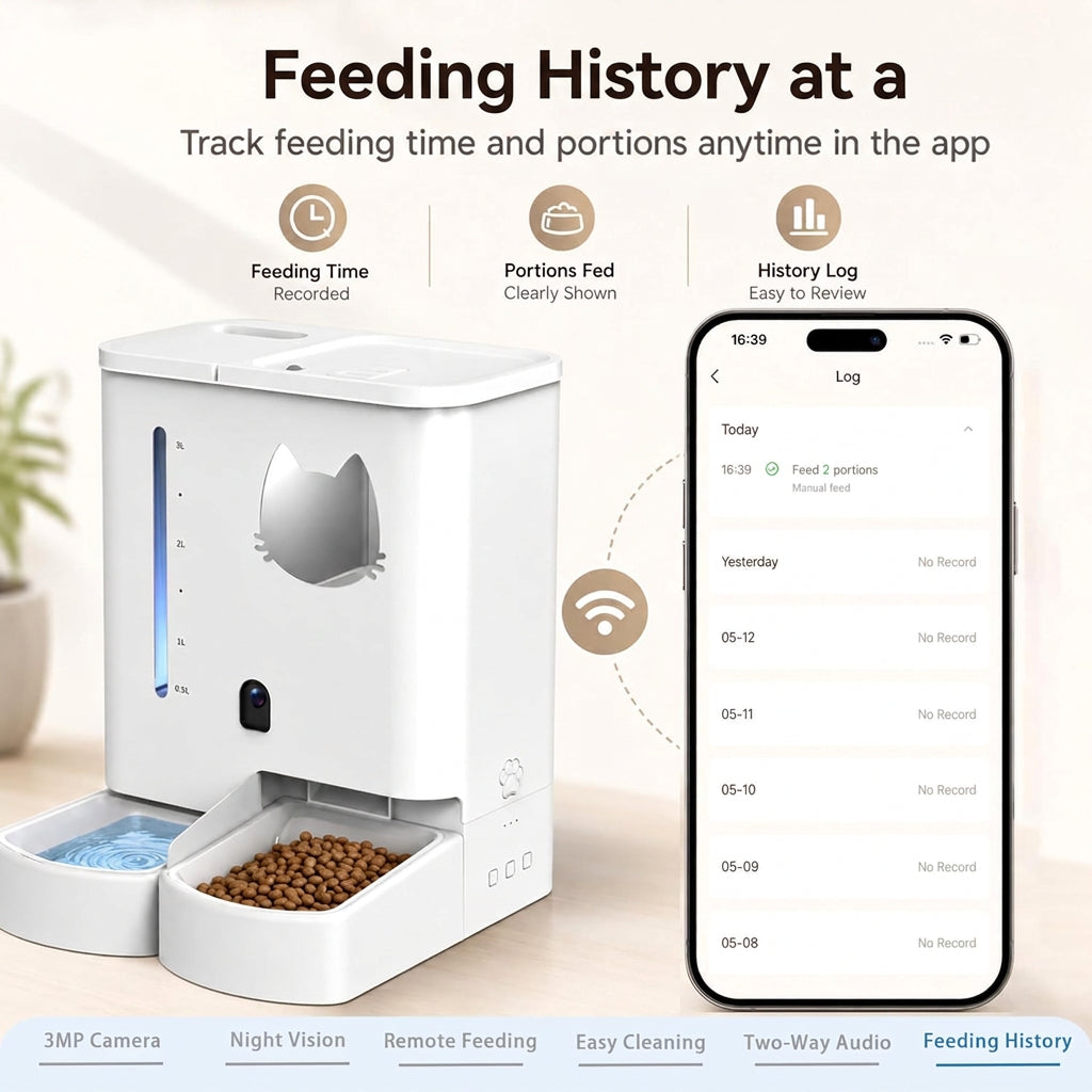 Smart cat and dog feeder with automatic food dispensing