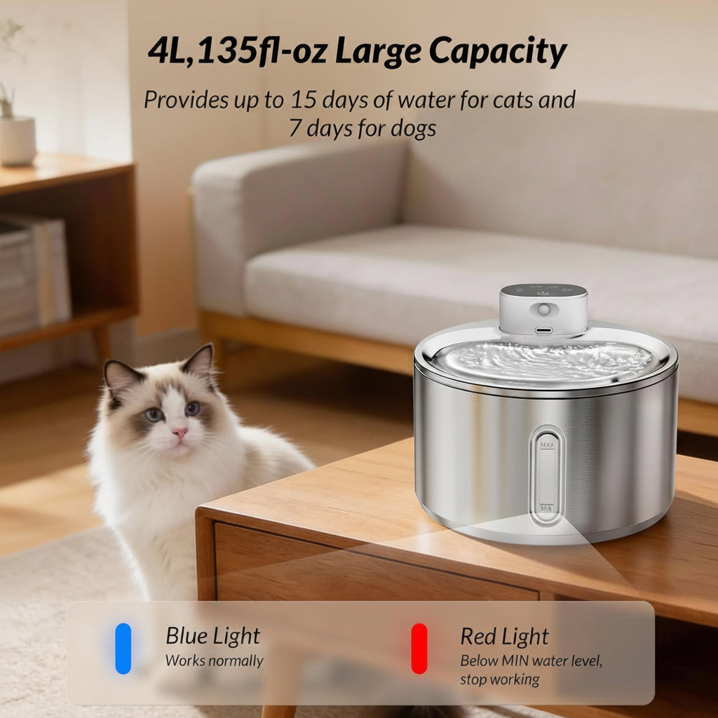 Smart Cat Hydration Accessory With Motion Sensor Design