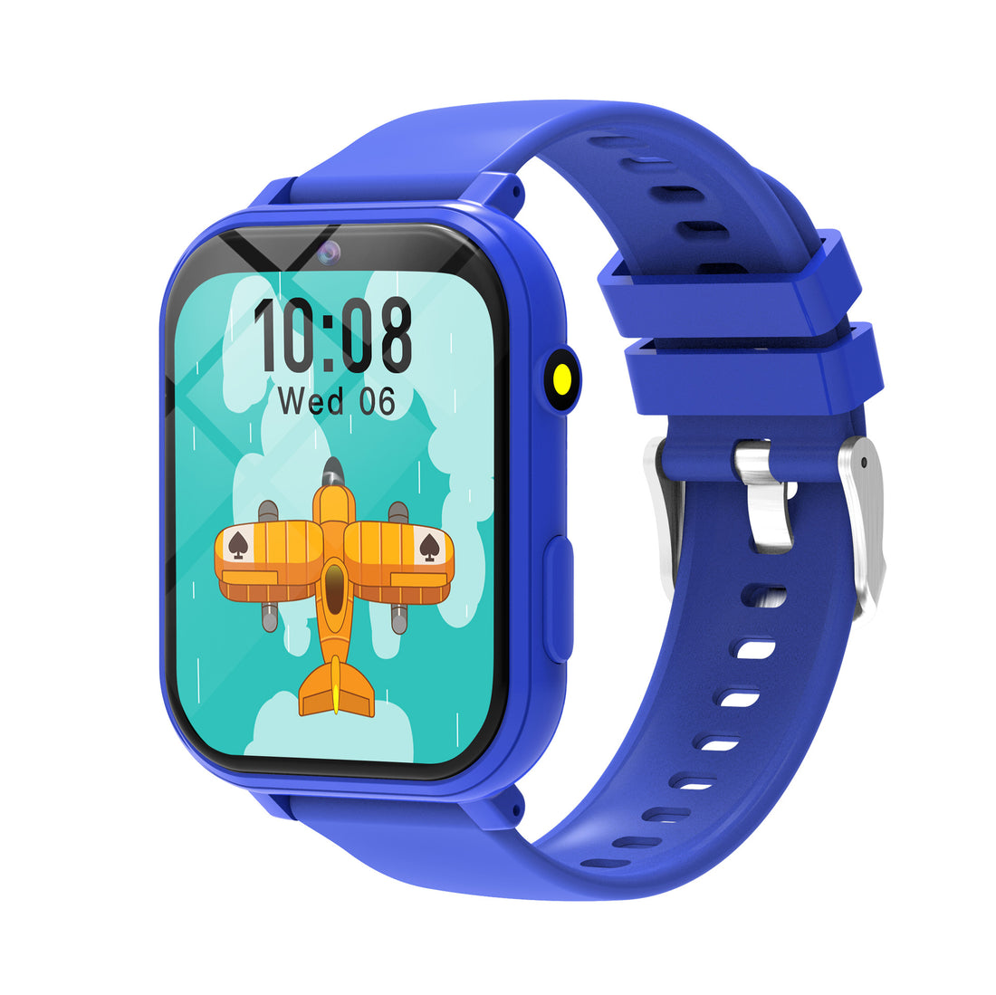 Front view of smart game watch for kids with LED display and interactive buttons