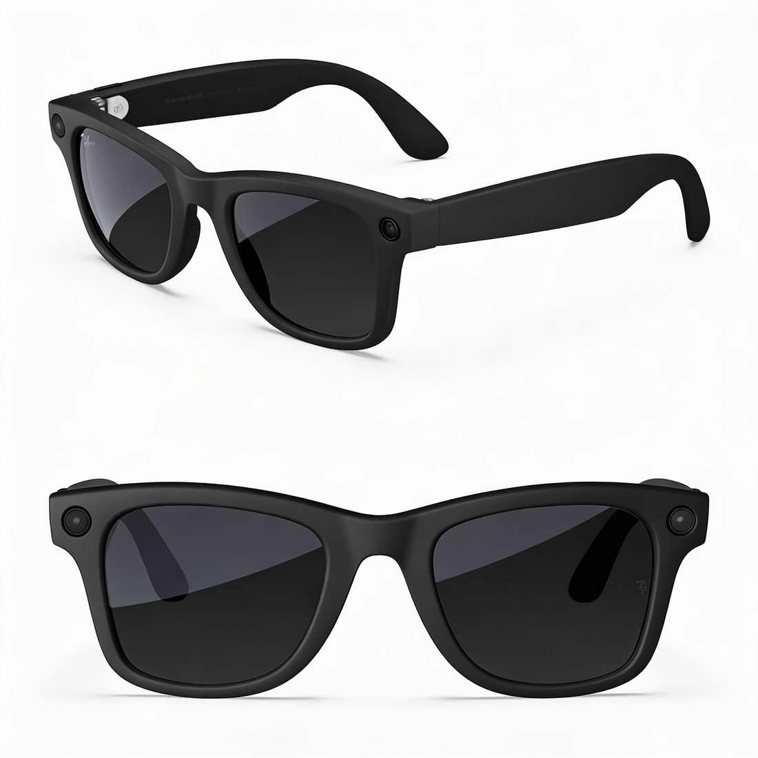 Front view of smart wearable glasses showing sleek frame and lenses
