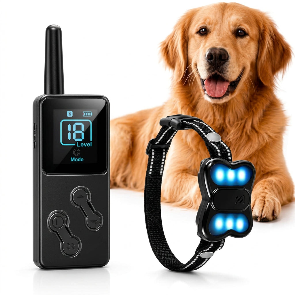 Smart pet training collar with remote control and light-up function