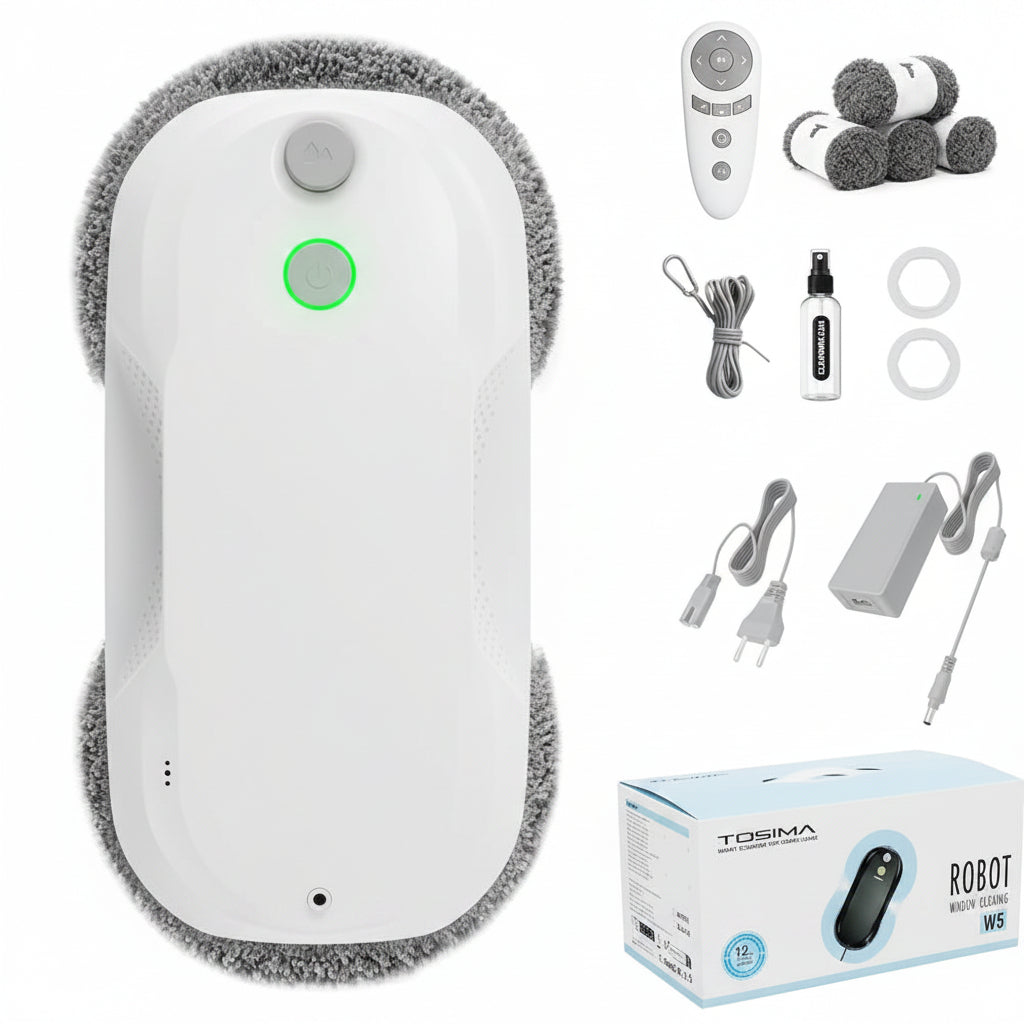 Smart automatic window cleaning robot in white