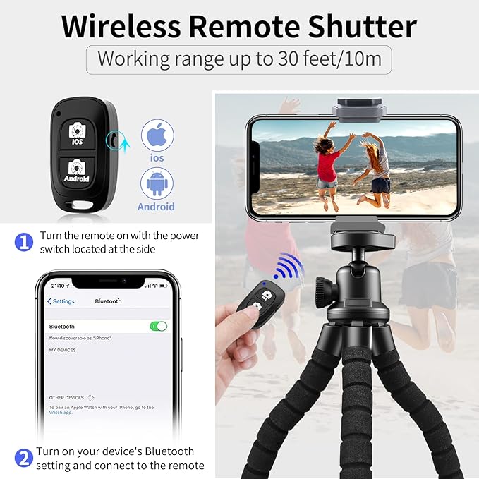adjustable smartphone tripod clip holder compatible with iPhone and Android devices