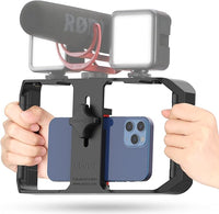 Smartphone video rig stabilizer with dual handle grip