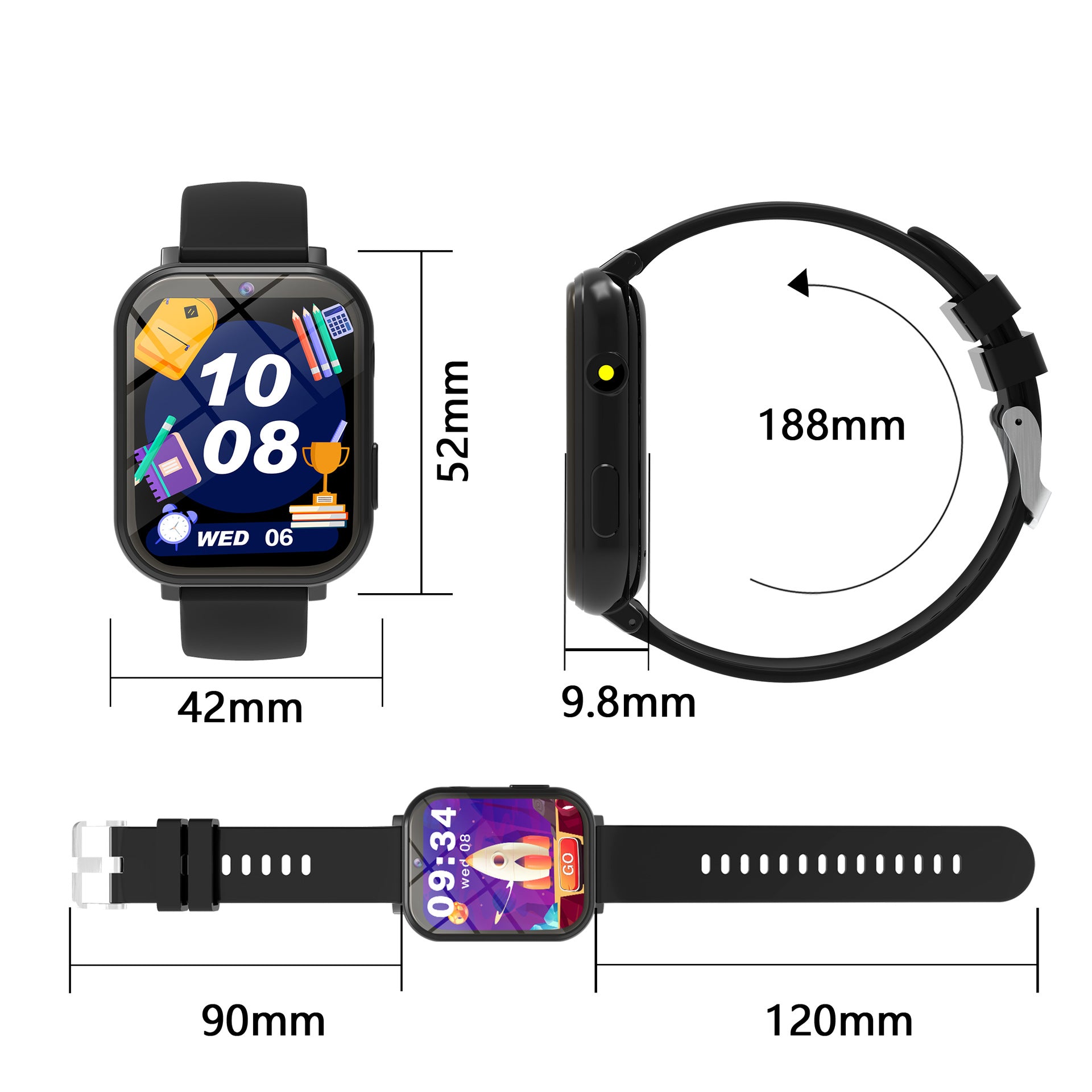 LED light function of kids smartwatch activated for clear visibility