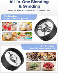 Smoothie maker with stainless steel blending and grinding blades