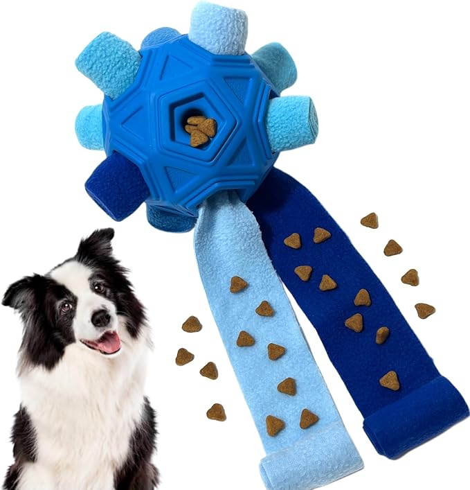Snuffle ball dog activity toy shown in package layout