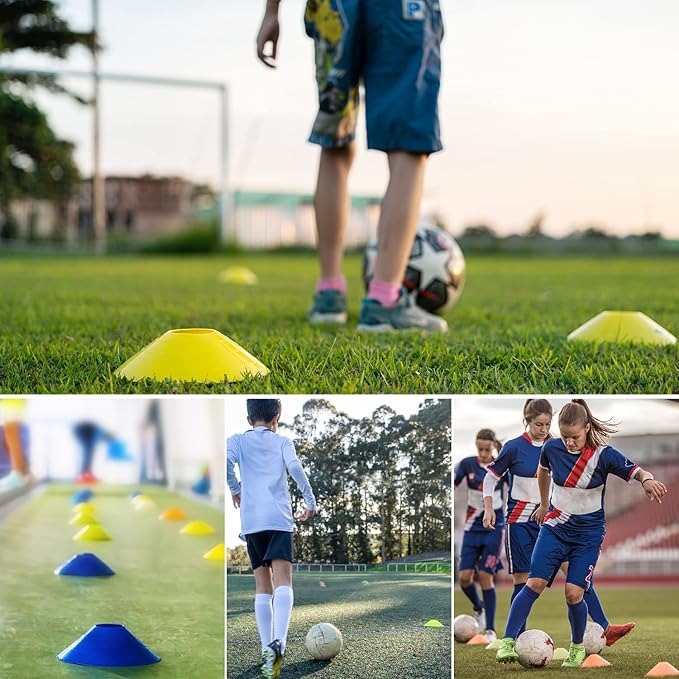 Soccer training cones for field marking and coaching sessions
