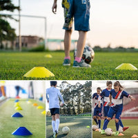 Soccer training cones for field marking and coaching sessions