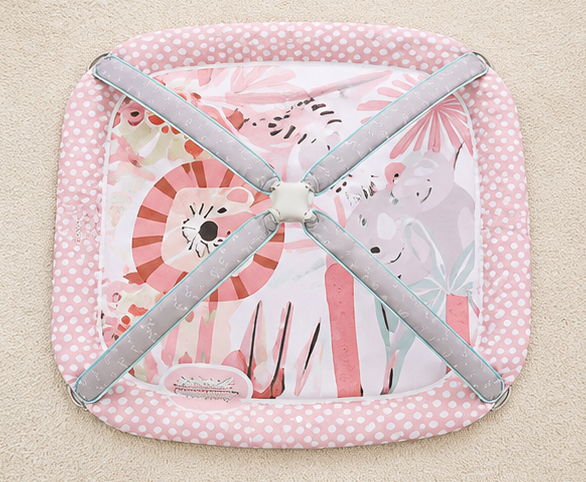 Soft baby activity gym with padded mat and overhead arches