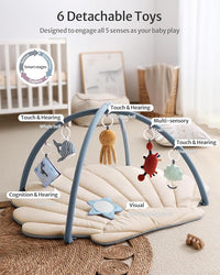 Soft baby activity play mat with overhead toy arches