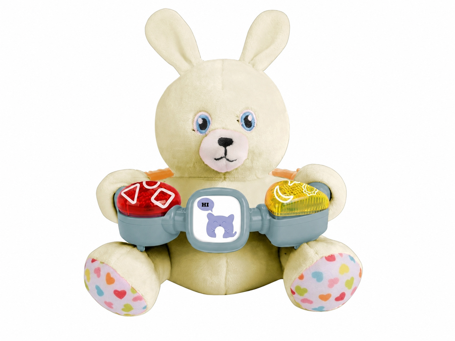 Side view of a soft musical elephant baby toy