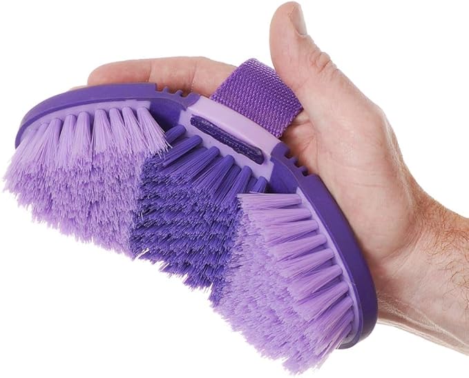 Equine grooming brush with soft bristles