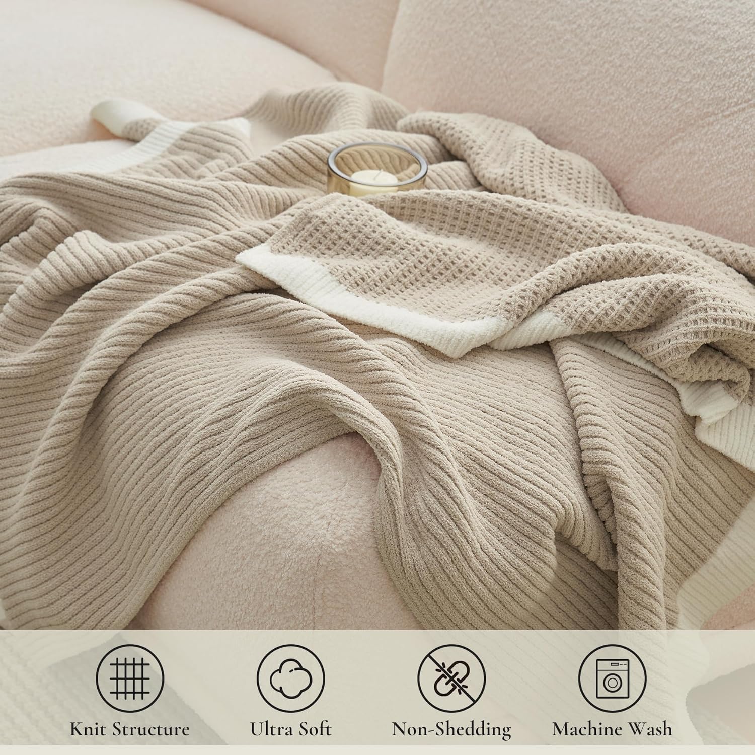 Soft chenille sofa blanket providing cozy comfort