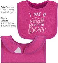 Soft Cotton Terry Baby Bibs for Girls, Adjustable Snap for Secure Fit, Perfect for Drooling