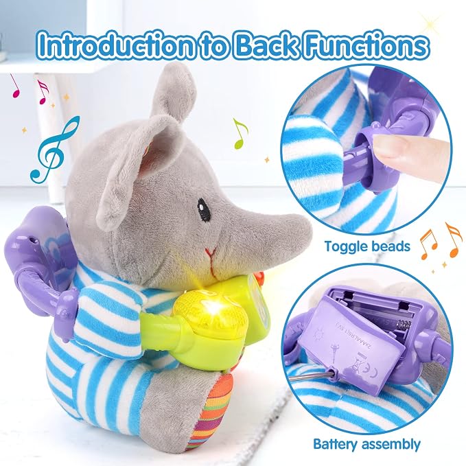 Soft stuffed elephant toy with child-friendly design
