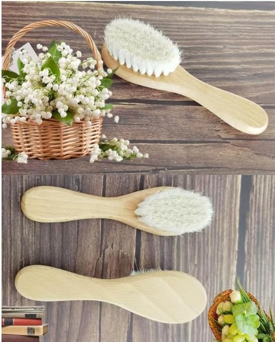Soft goat bristles baby brush for gentle hair care