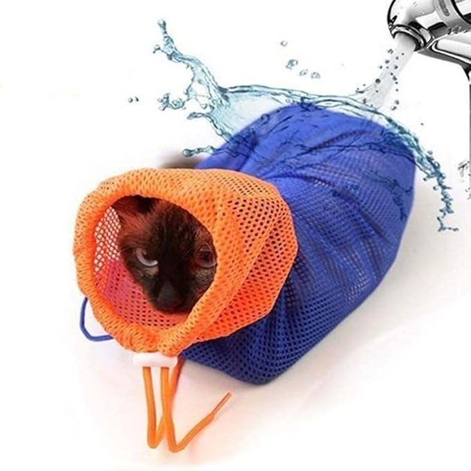 Soft mesh pet grooming bag for cats and small dogs