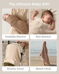 Soft and absorbent muslin cotton baby towel with hood for newborns and infants